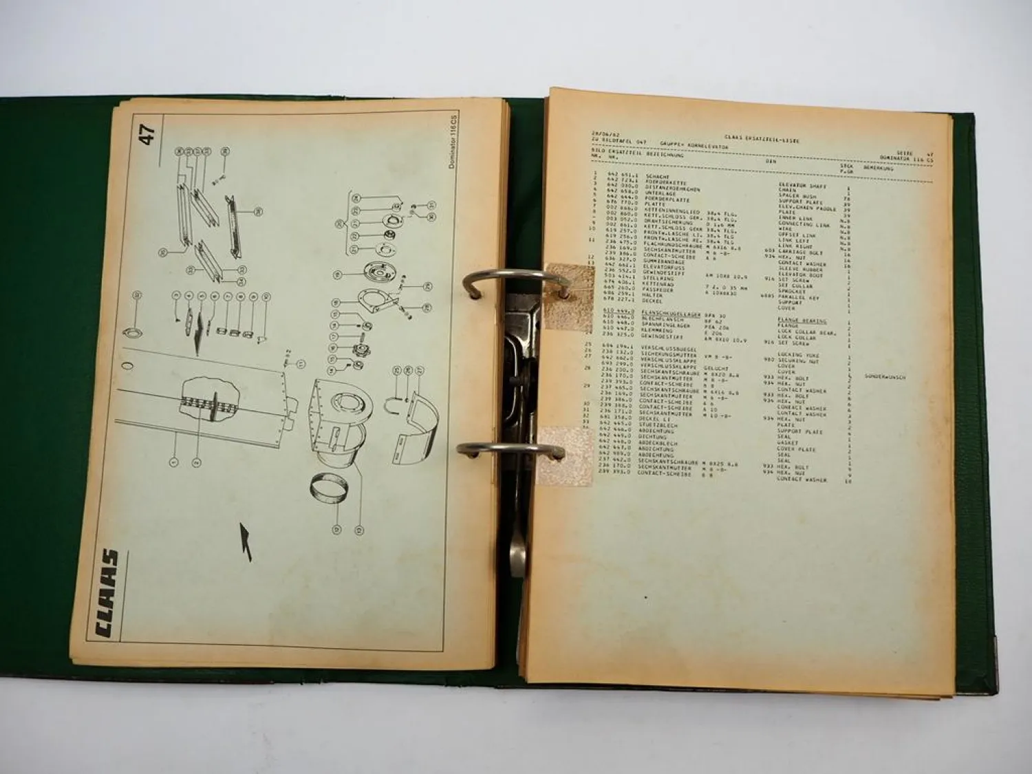 Original Claas Dominator 116 CS Mähdrescher Ersatzteilliste Parts List 1982