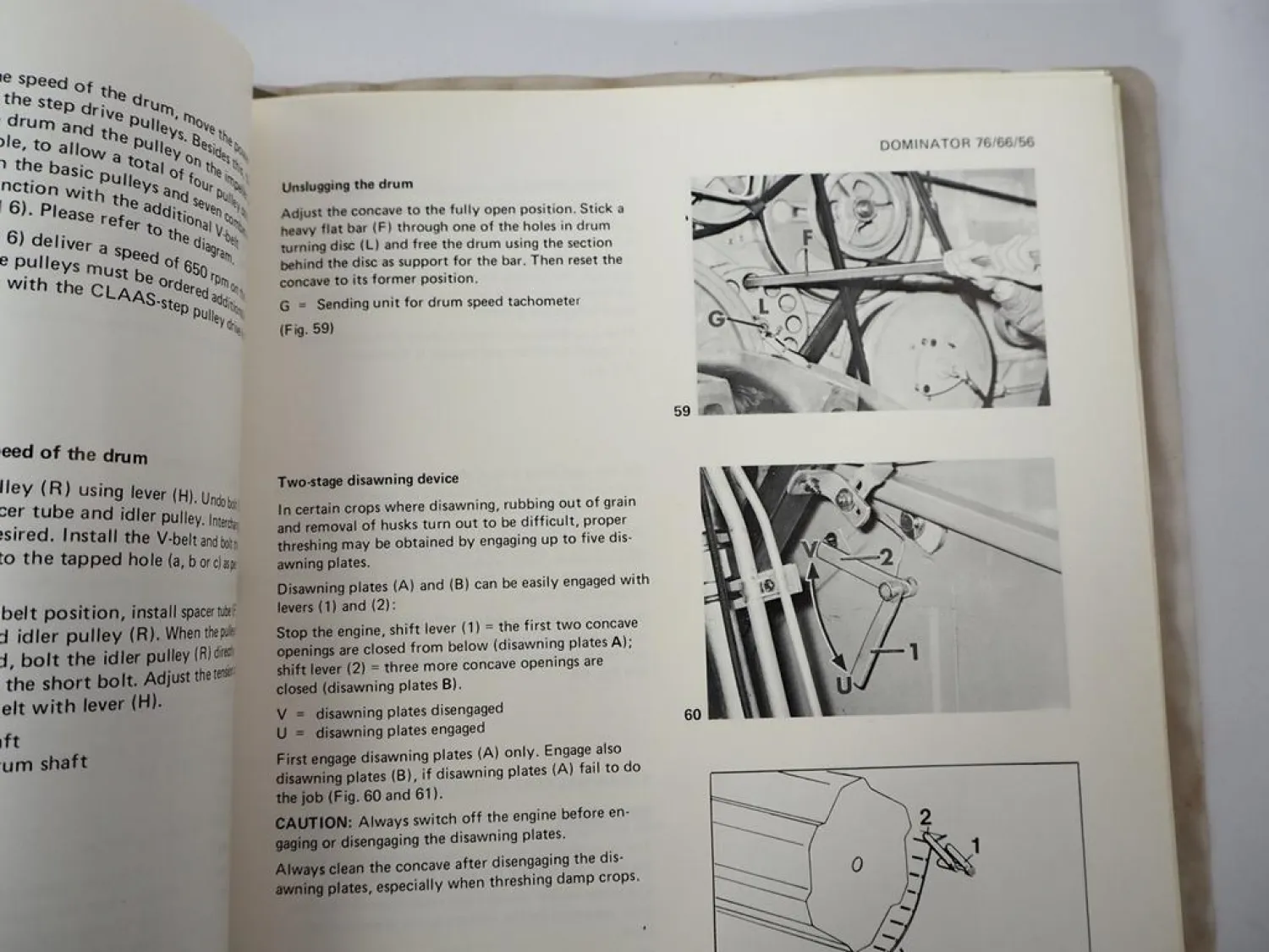 Original Claas Dominator 76 66 56 Combine Harvester Operators Manual 1981