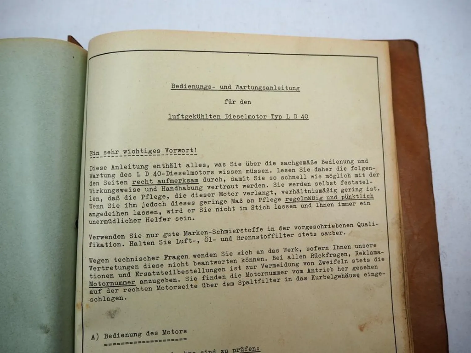 Original Claas LD40 Dieselmotor Betriebsanleitung Ersatzteilliste 1958