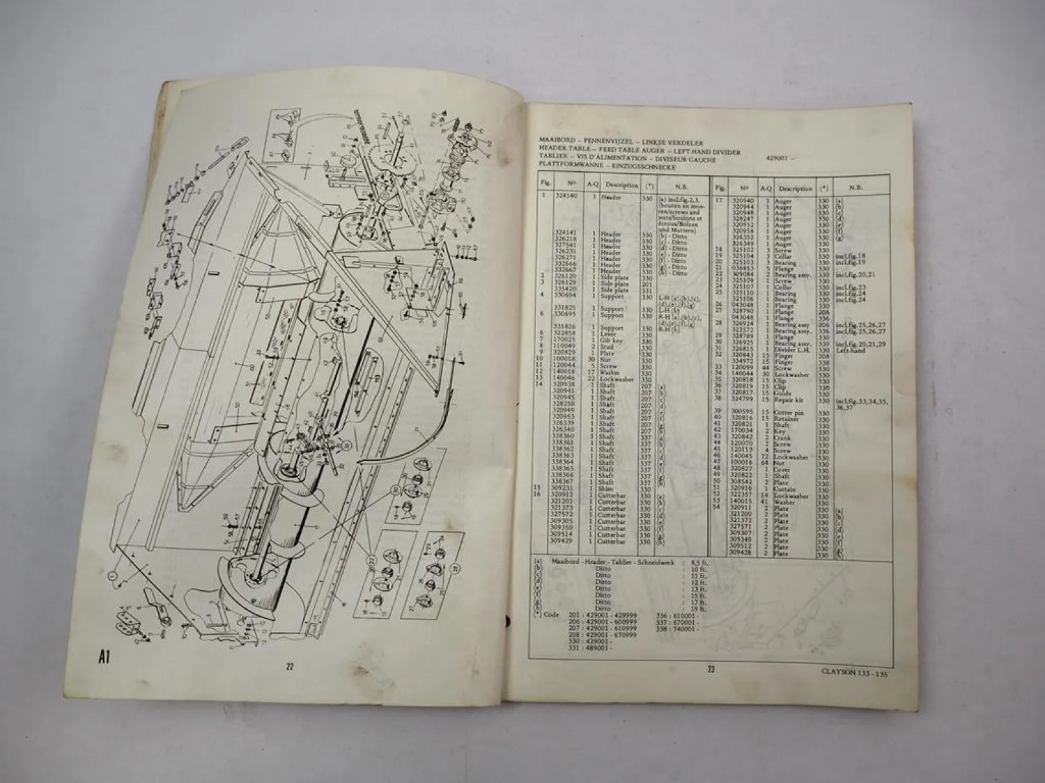 Original Clayson 133 135 Mähdrescher Ersatzteilliste Spare Parts List 1970