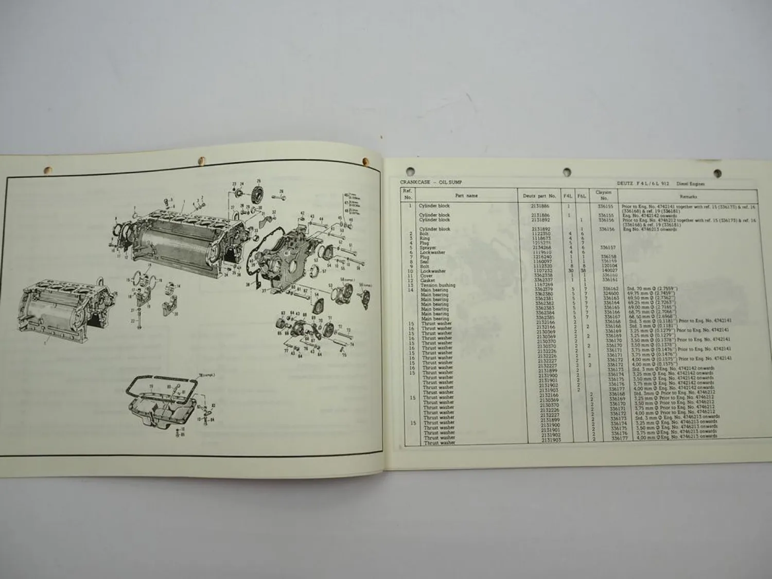 Original Clayson Deutz F4L F6L 912 Dieselmotor Ersatzteilliste Parts List 1970