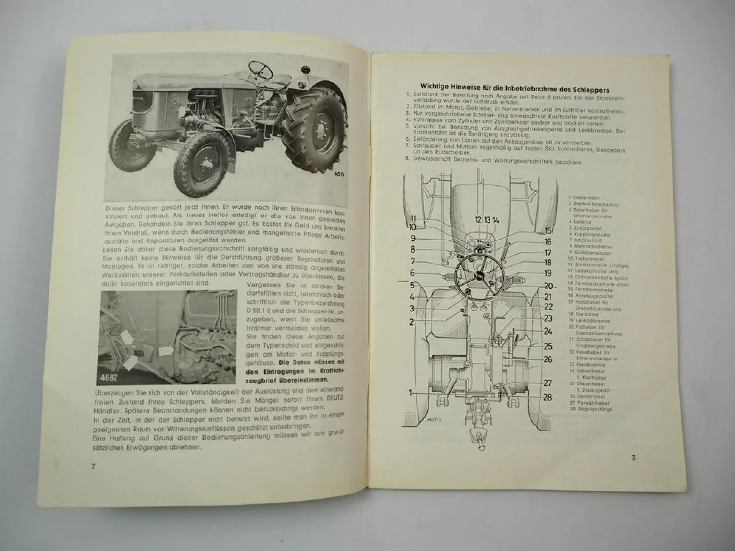Original Deutz D50S Typ D50.1S Schlepper Betriebsanleitung Bedienung 1962