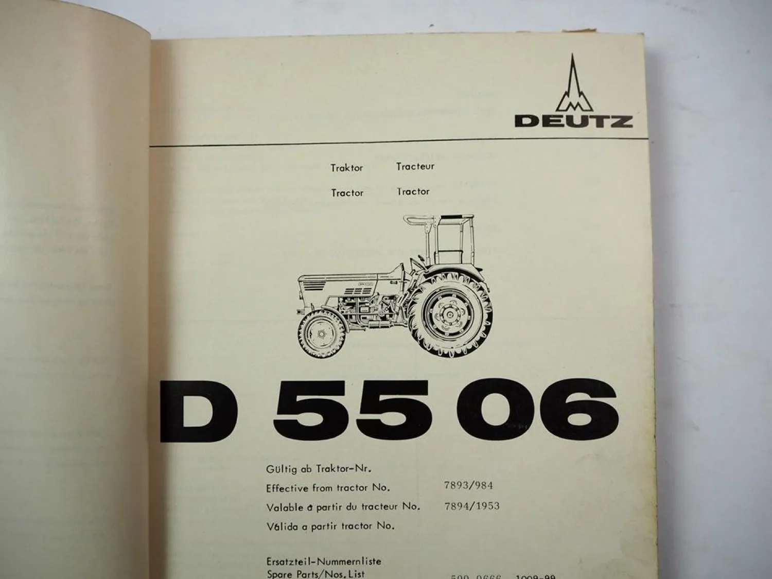 Original Deutz D5506 Schlepper Ersatzteilliste Teilenummernliste 1975