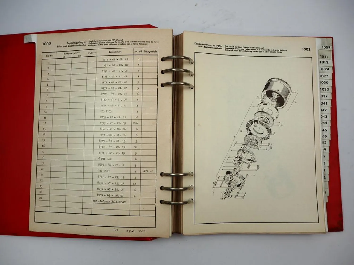 Original Deutz D8005/A Schlepper Ersatzteilliste Teilenummernliste 1970 TN1171-1