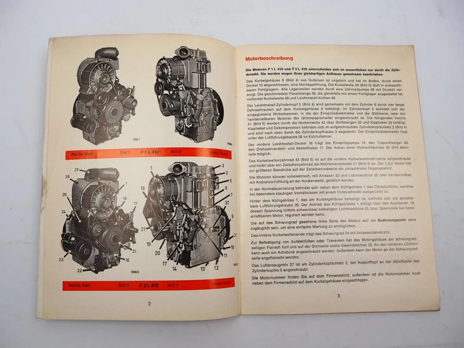 Original Deutz F1L F2L 410 Motor Betriebsanleitung Bedienung Wartung 1971