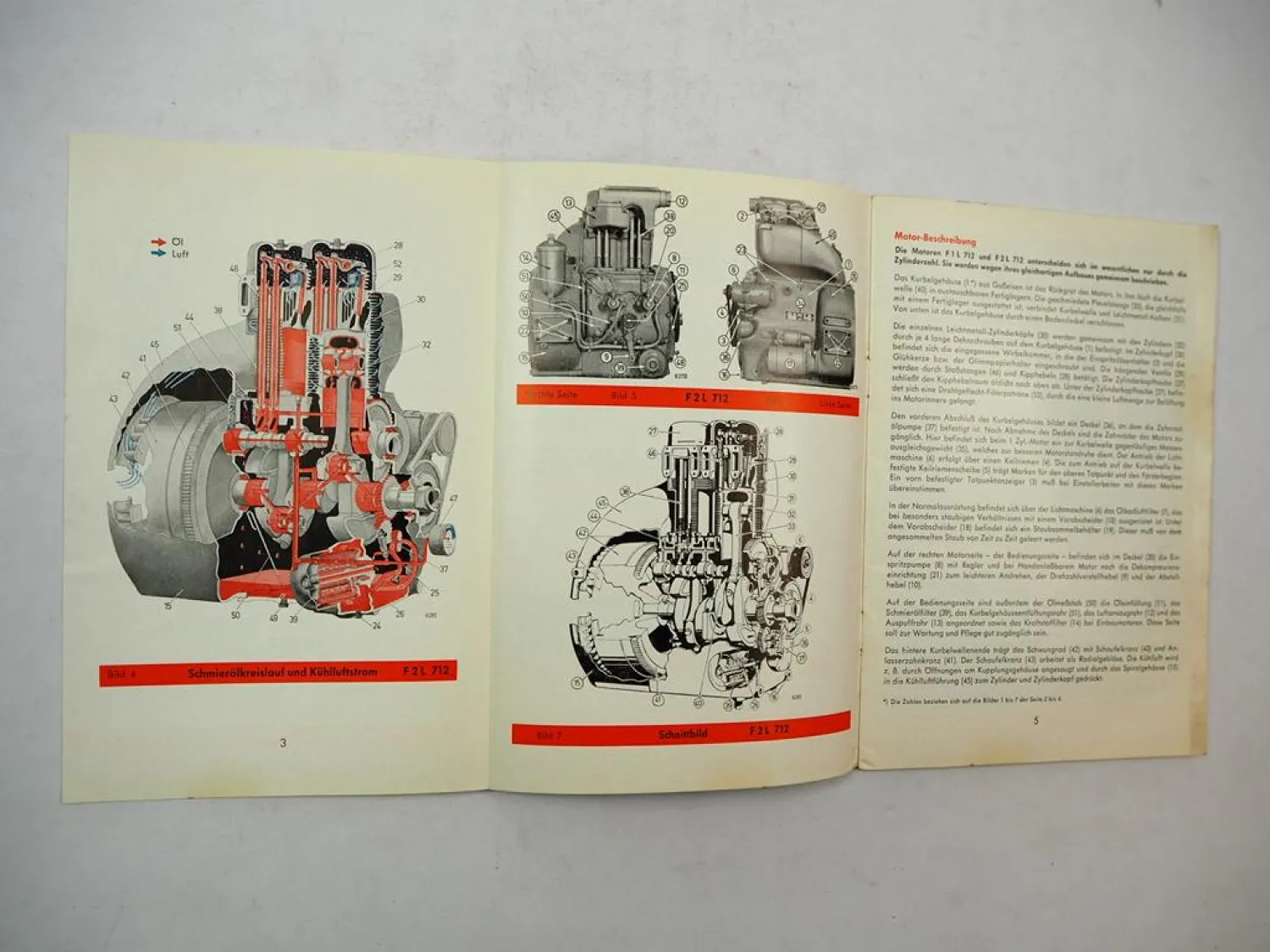 Original Deutz F1L F2L 712 Motor Betriebsanleitung Wartung 1961