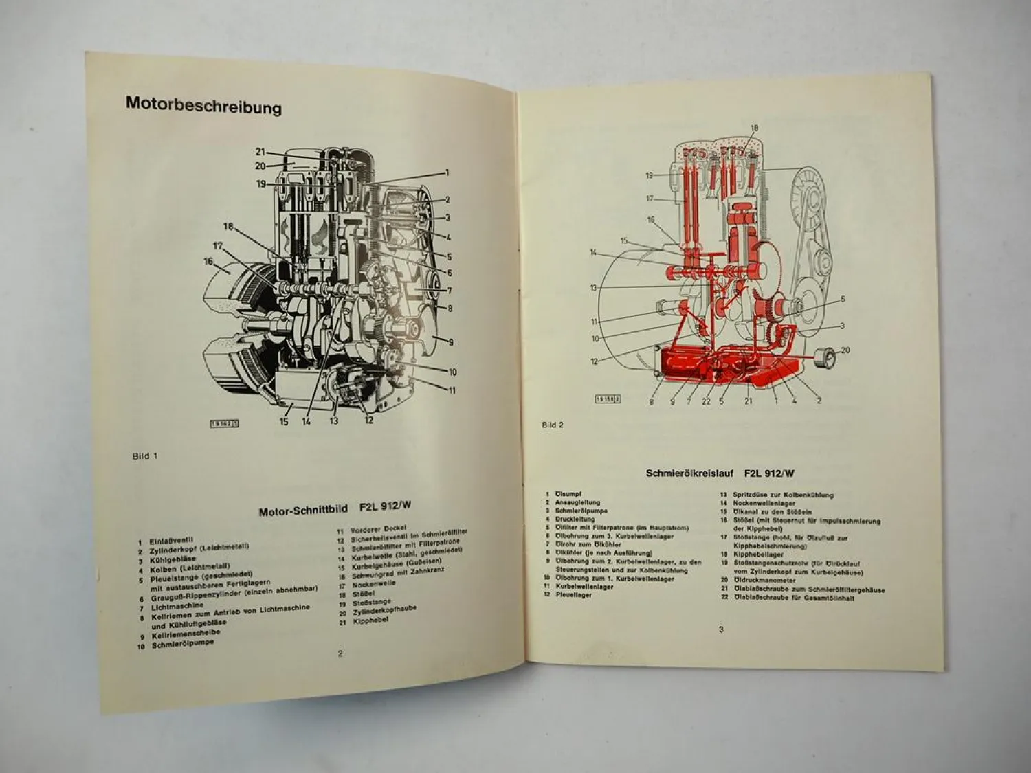 Original Deutz F2L 912 912W Dieselmotor Betriebsanleitung Ersatzteilliste 1977