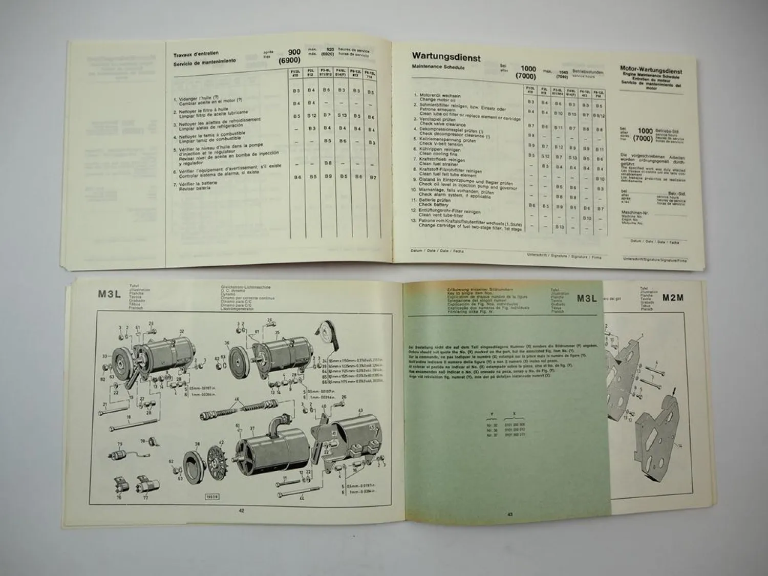 Original Deutz F6L 912 Motor Betriebsanleitung Ersatzteilliste Wartungsbuch 1970