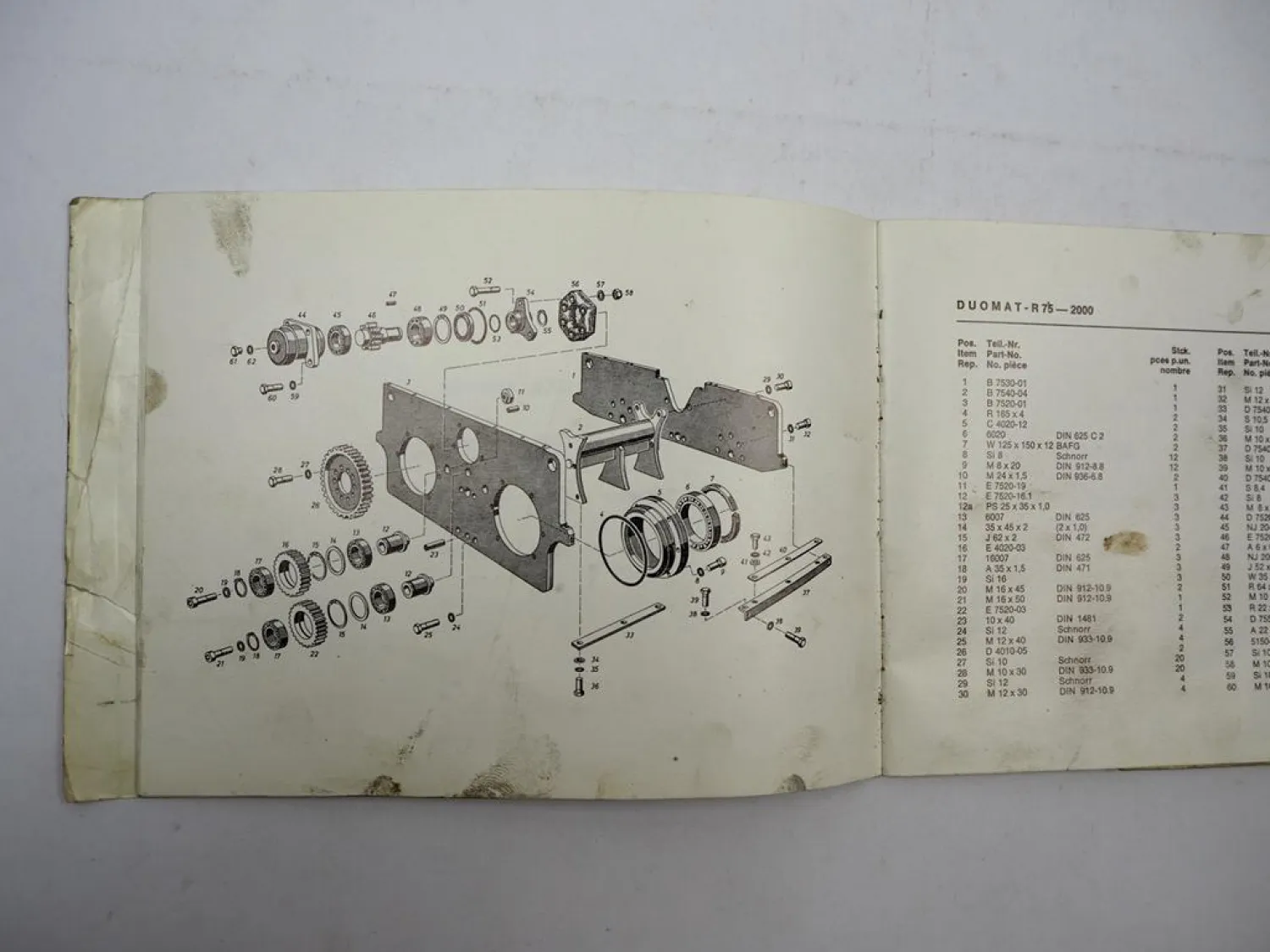 Original Duomat R75 Tandem Vibrationswalze Ersatzteilliste Spare Parts List 1975