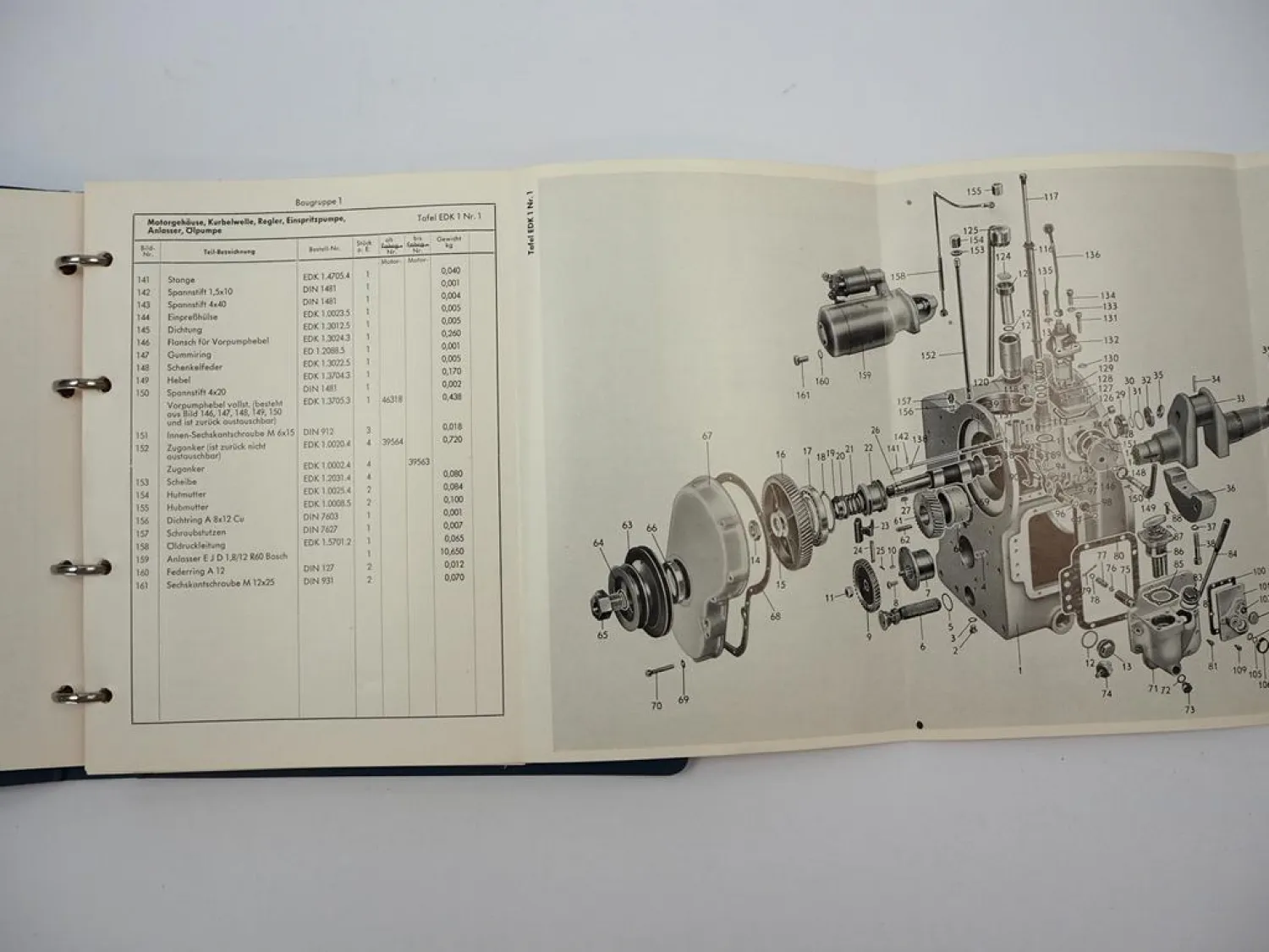 Original Eicher EM100 Leopard Schlepper mit EDK1 Motor Ersatzteilliste 1962