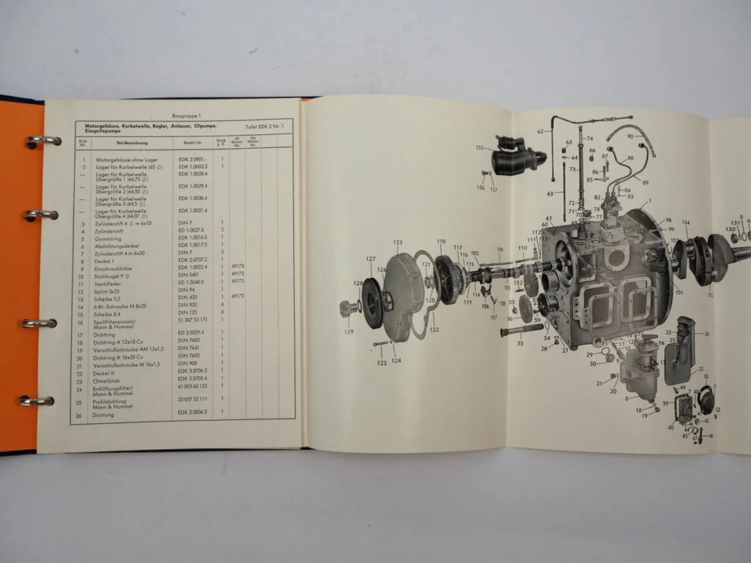 Original Eicher ES 200 201 Schmalspurschlepper Ersatzteilliste Ausgabe B 1965