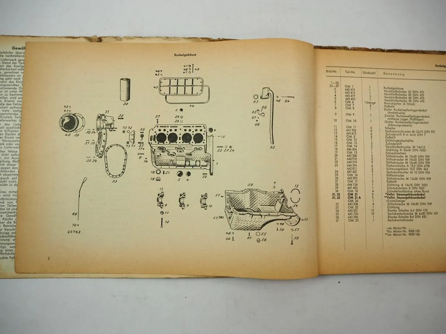 Original Fahr D177 D177S Dieselschlepper mit OM636 Motor Ersatzteilliste 1962