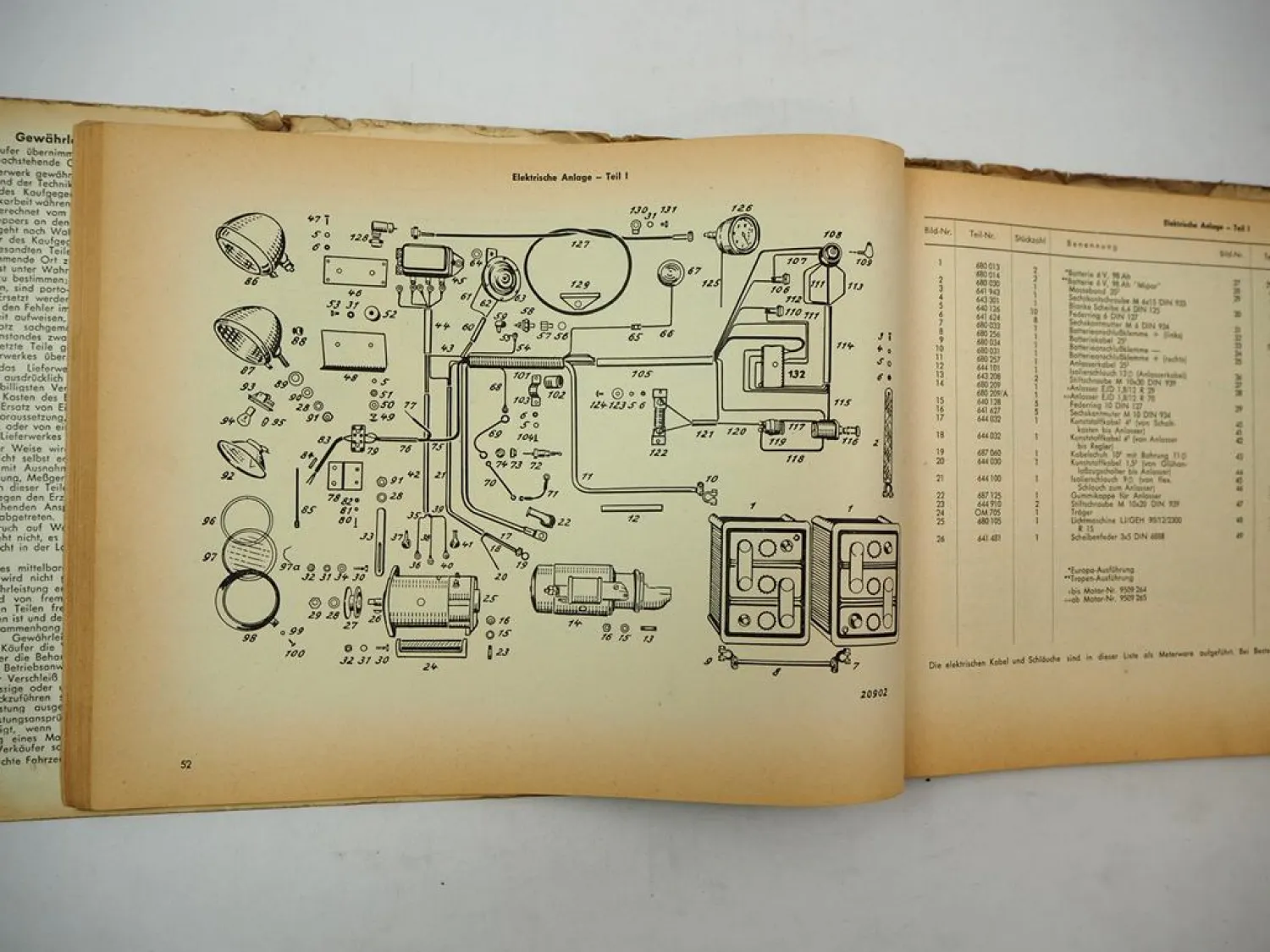Original Fahr D177 D177S Dieselschlepper mit OM636 Motor Ersatzteilliste 1962