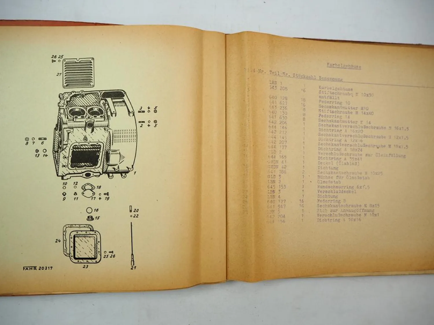 Original Fahr D185H Dieselschlepper mit Güldner 2LBN Motor Ersatzteilliste