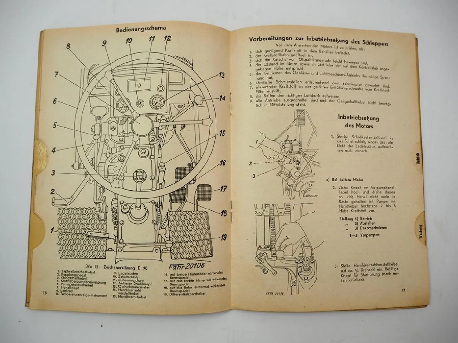 Original Fahr D90 D90H Dieselschlepper Betriebsanleitung Wartung 1954
