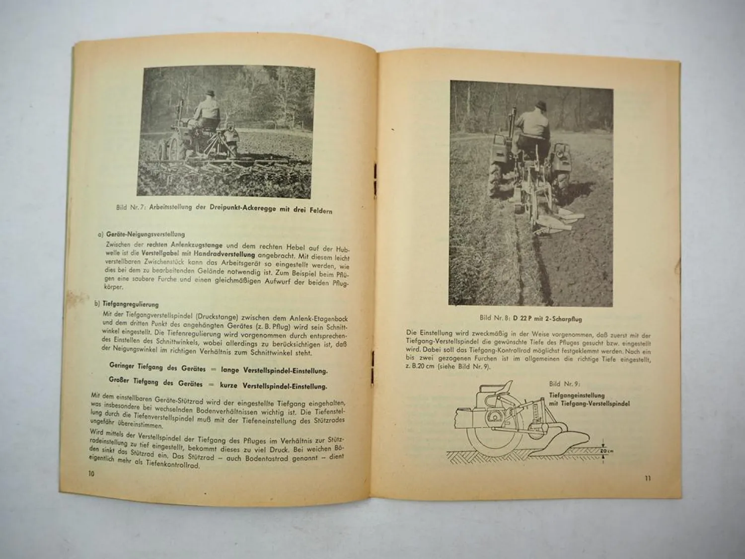 Original Fahr Kraftheber für D12 bis D270H Schlepper Betriebsanleitung 1960