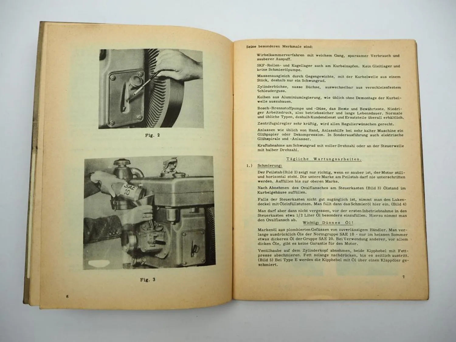 Original Farymann Dieselmotor Typ LK E LE D LD G LG Betriebsanleitung Wartung 1961