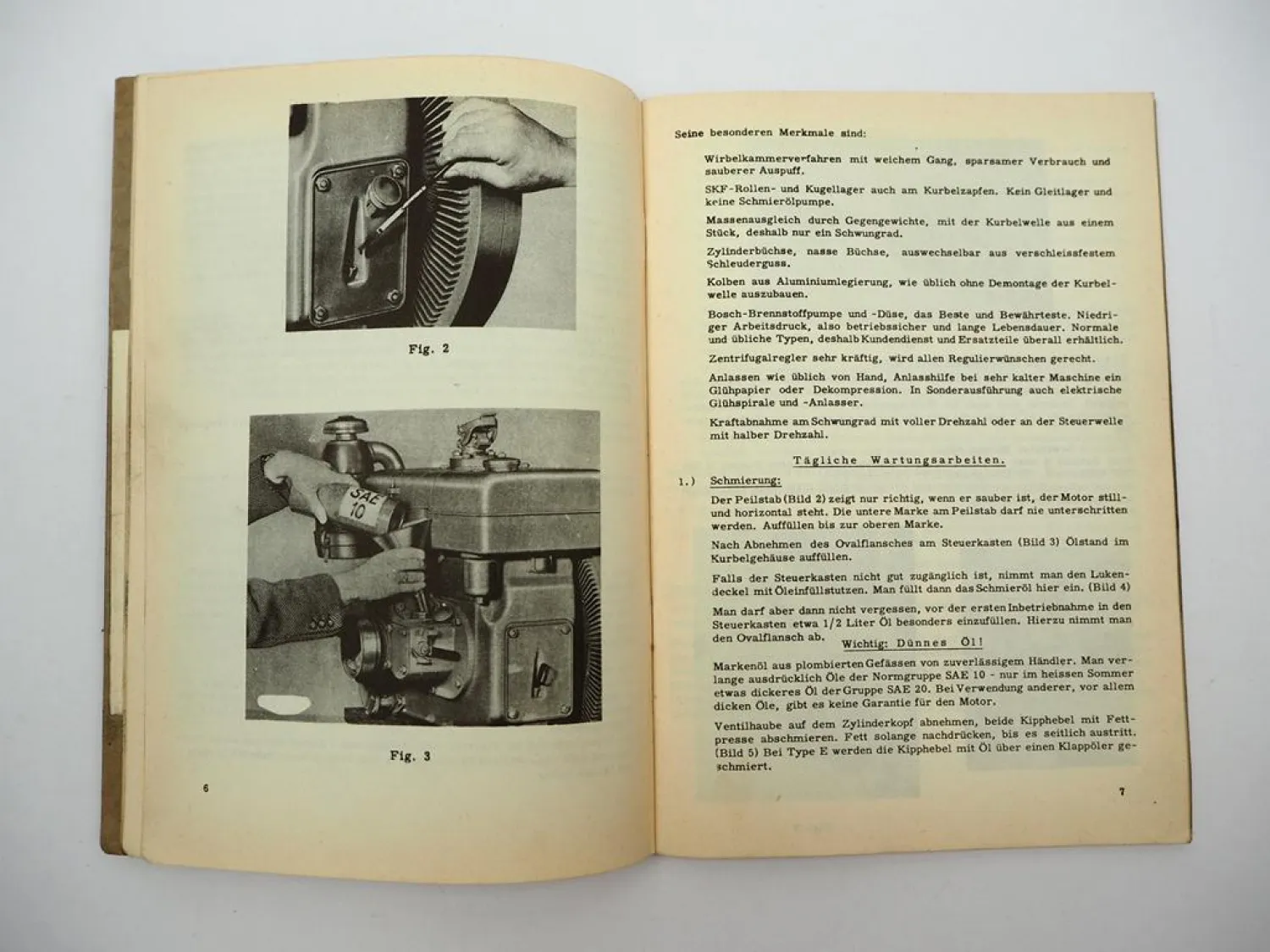 Original Farymann Dieselmotor Typ LK E LE D LD G LG Betriebsanleitung Wartung 1962