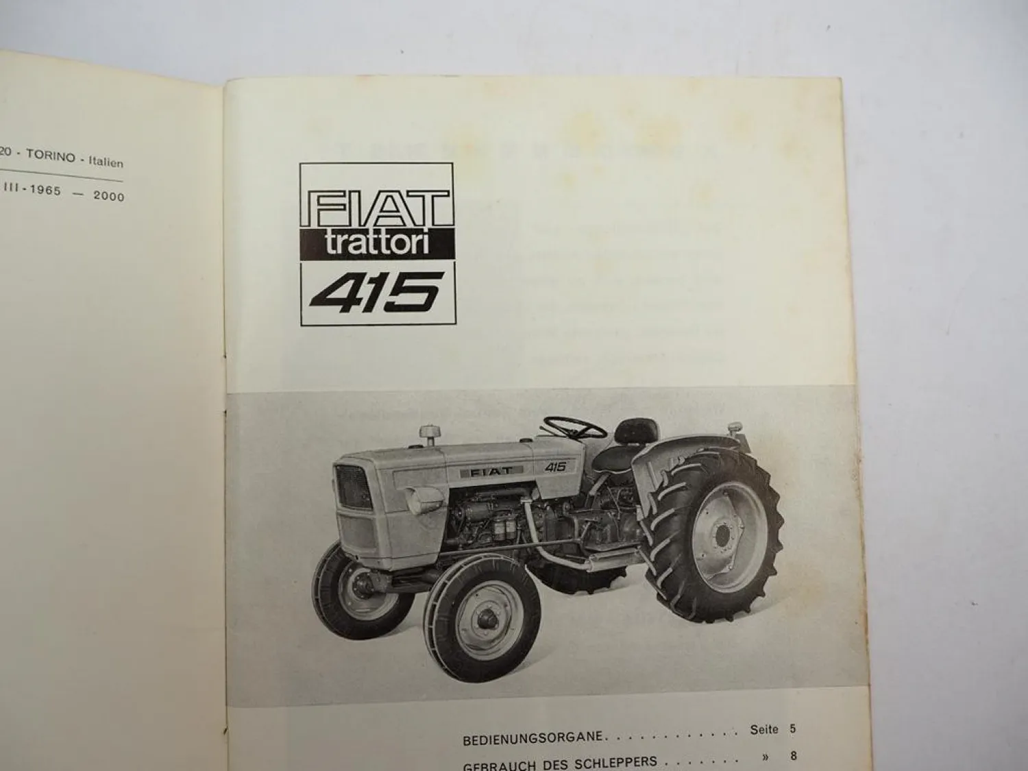 Original Fiat Trattori 415 Schlepper Betriebsanleitung Bedienung Wartung 1965