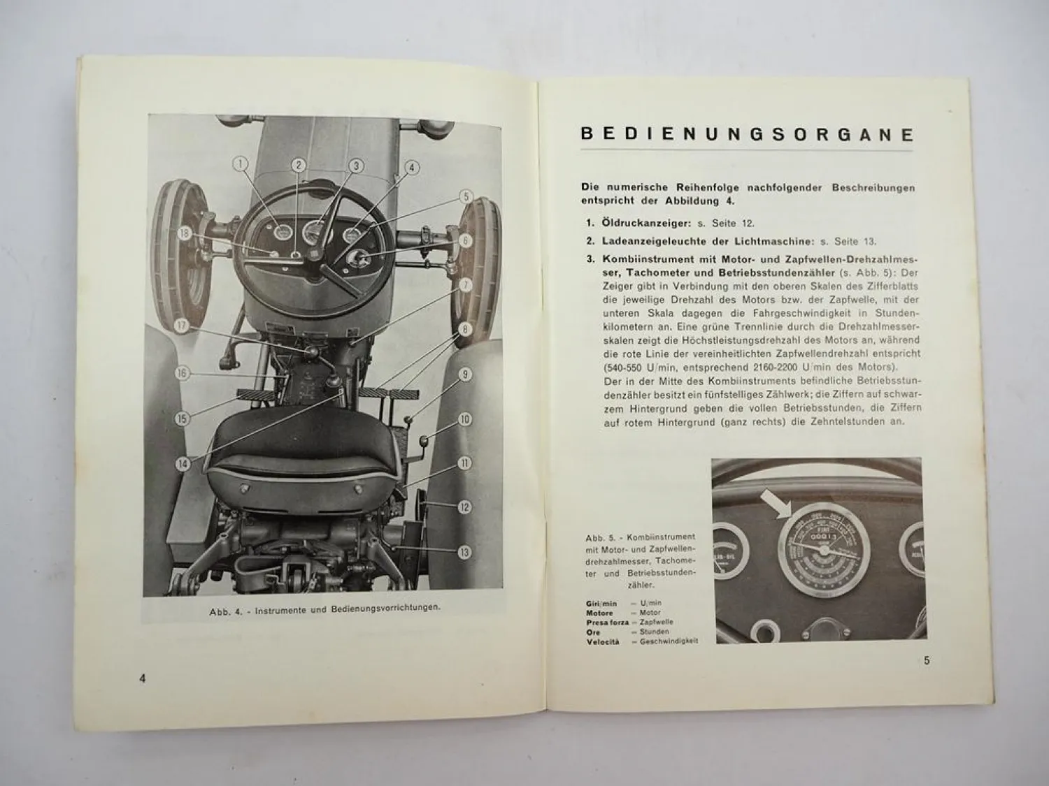 Original Fiat Trattori 415 Schlepper Betriebsanleitung Bedienung Wartung 1965