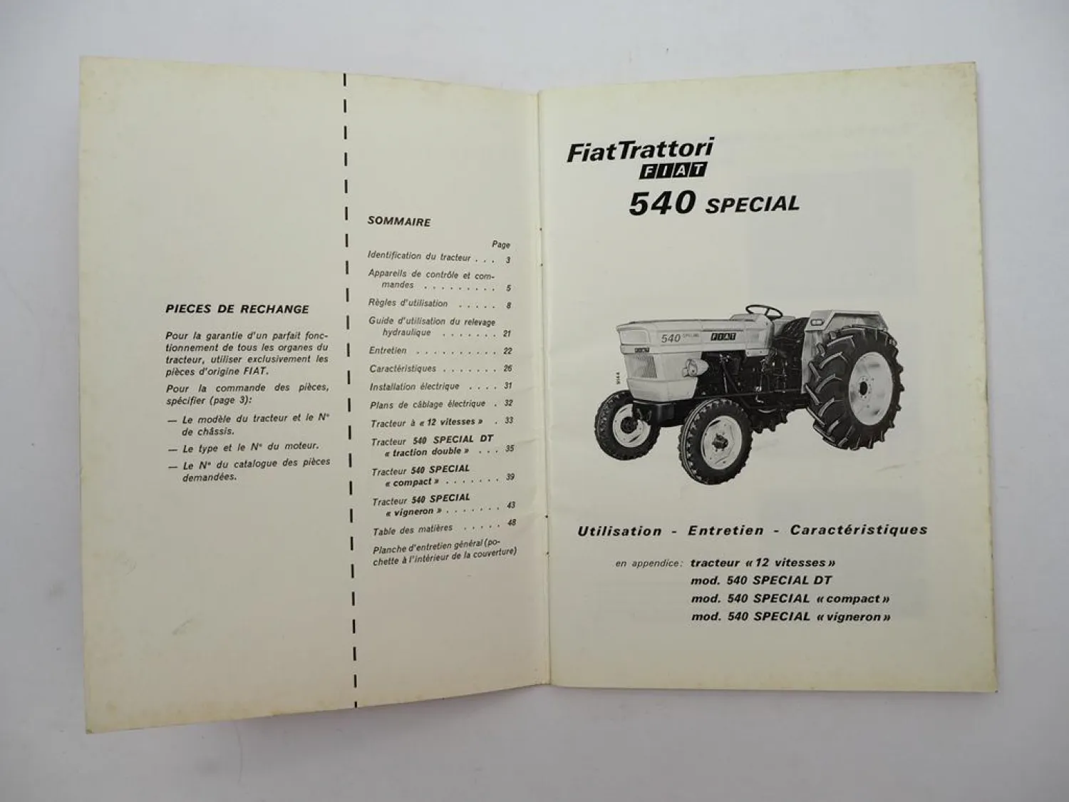 Original Fiat Trattori 540 special Tracteur Notice dentretien utilisation 1978