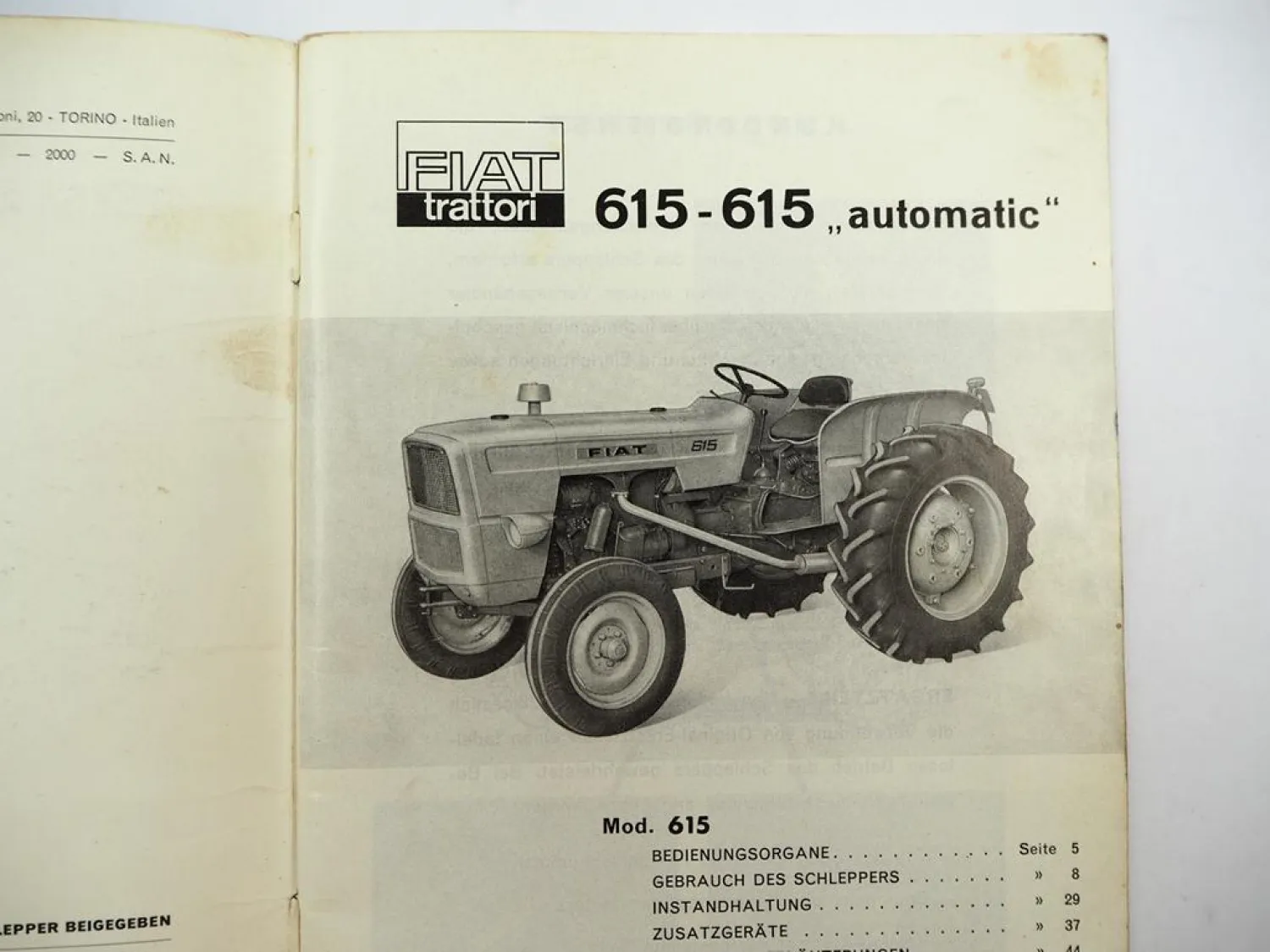 Original Fiat Trattori 615 Schlepper Betriebsanleitung Bedienung Wartung 1965