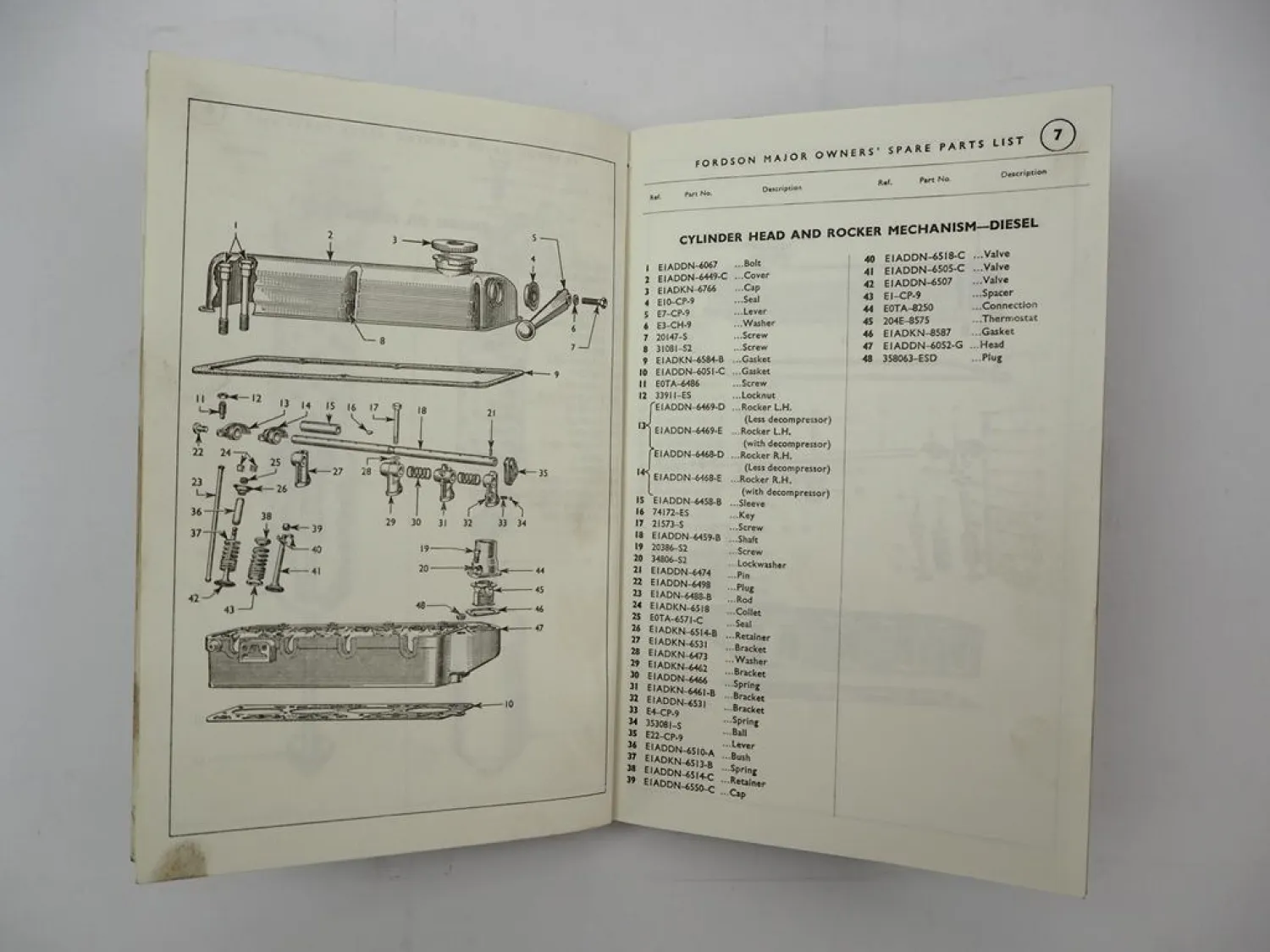 Original Ford Fordson Super Major Tractor Spare Parts List ab 1960
