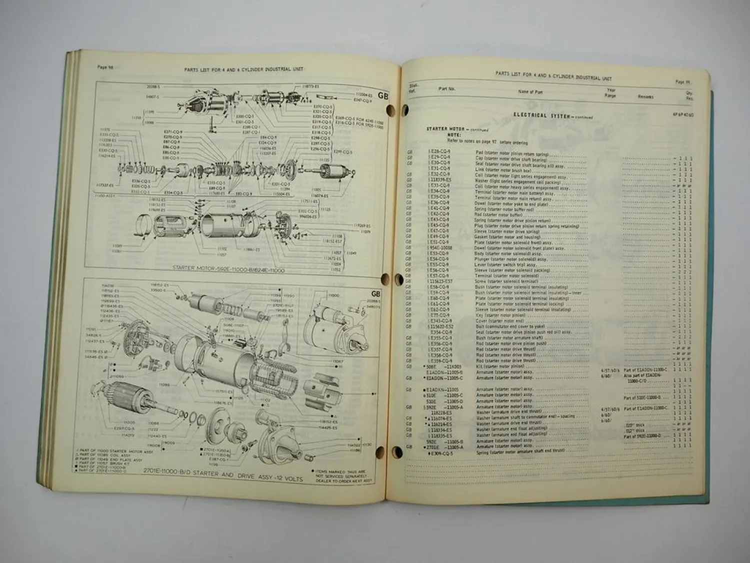 Original Ford Industrial Engines 4 & 6 Cylinder Spare Parts List 1957 - 1966