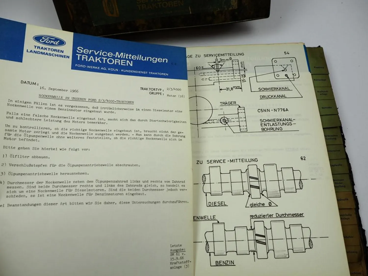 Original Ford Traktoren Service Mitteilungen 1965 - 1976 Werkstatthandbuch