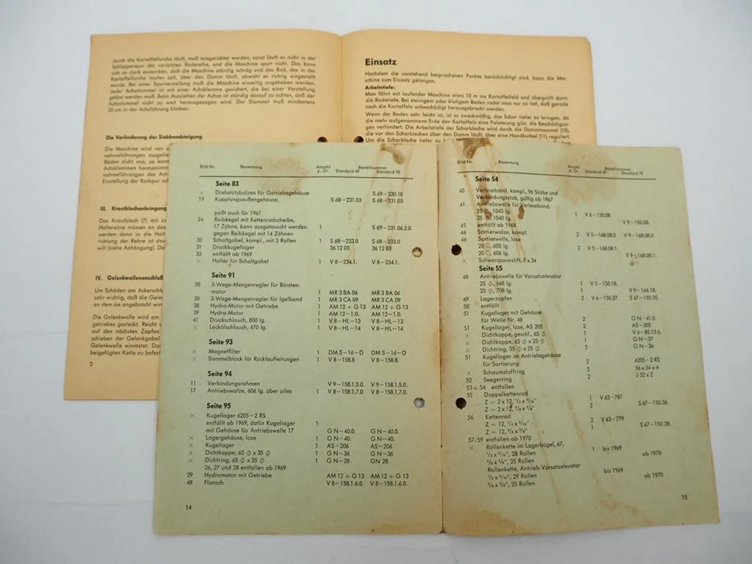 Original Grimme Kartoffel Vollernter Europa Betriebsanleitung Ersatzteilliste 1968