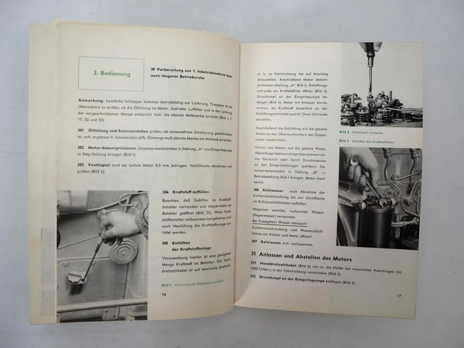 Original Güldner A2B Schlepper mit Motor 2BS Betriebsanleitung Wartung 1960