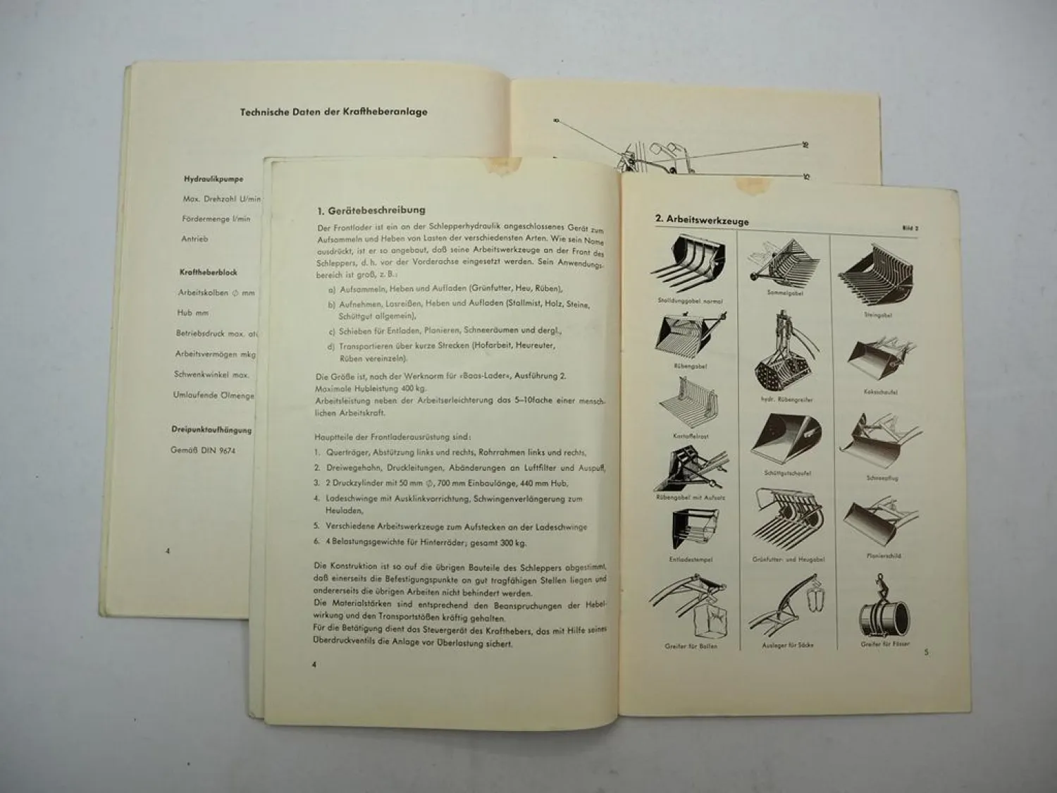 Original Güldner A4M A4MS Kraftheber Frontlader Betriebsanleitung 1960