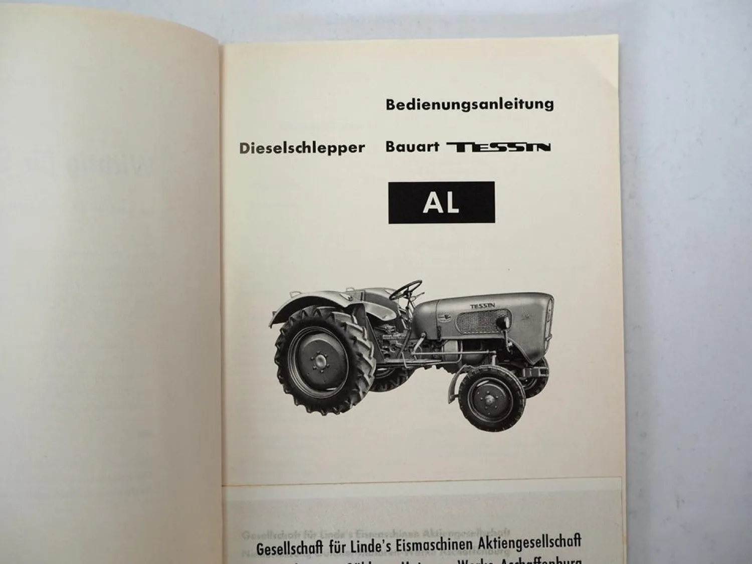 Original Güldner AL Tessin Schlepper m. Motor 2LD Betriebsanleitung Wartung 1961