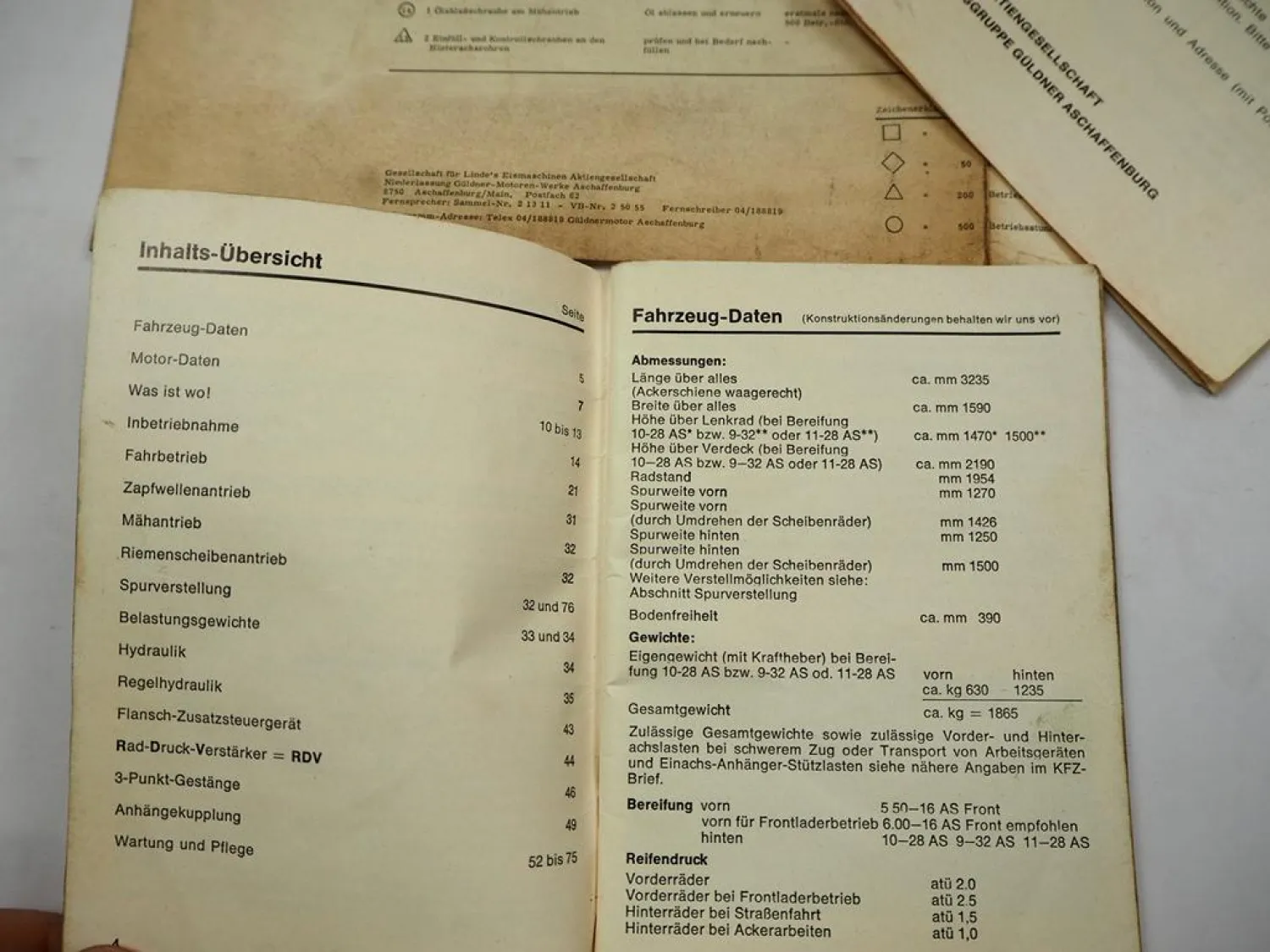Original Güldner G30 G30S Schlepper Betriebsanleitung Übersicht Schmierplan