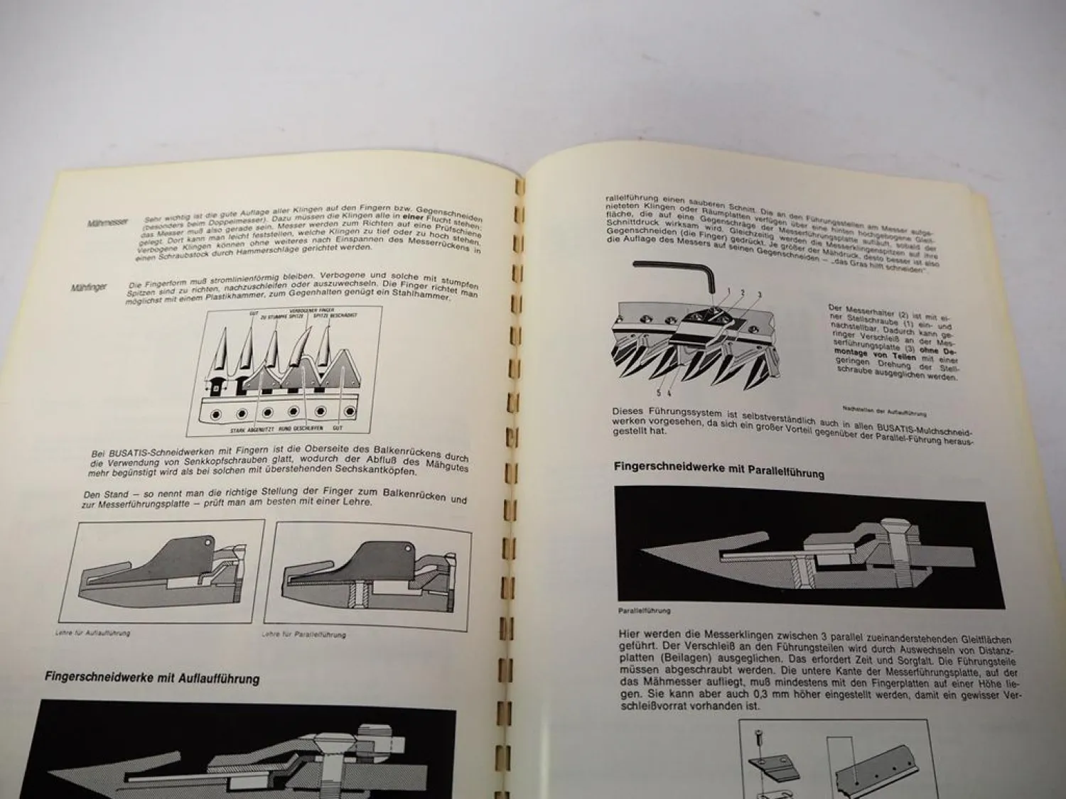 Original Werkstatthandbuch Busatis Mähwerk Schneidwerk Anwendung Wartung 1981
