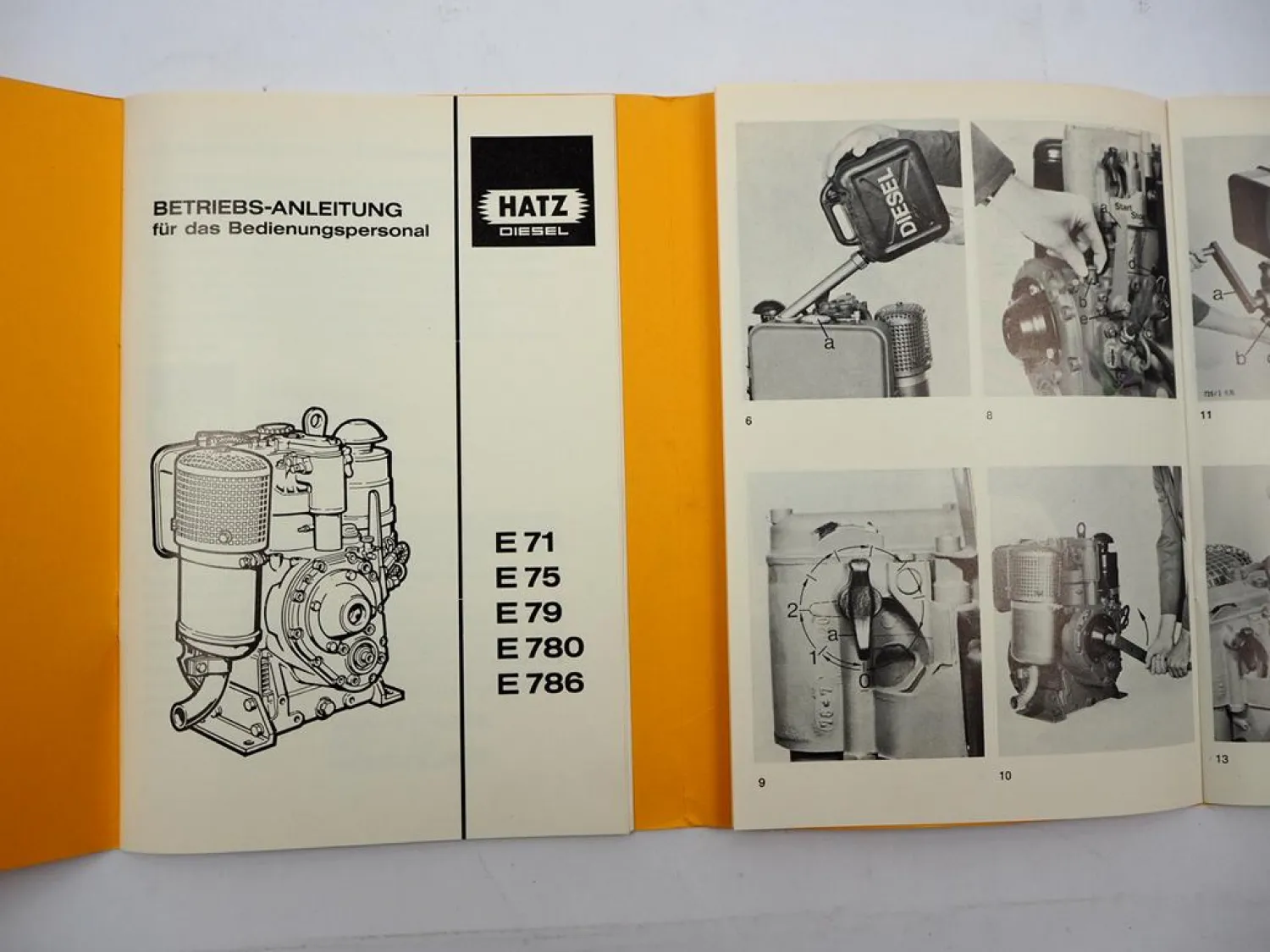 Original Hatz E 71 75 79 780 786 Dieselmotor Betriebsanleitung Wartung 1988