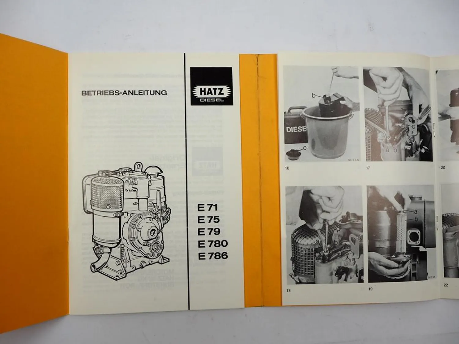 Original Hatz E 71 75 79 780 786 Dieselmotor Betriebsanleitung Wartung 1992