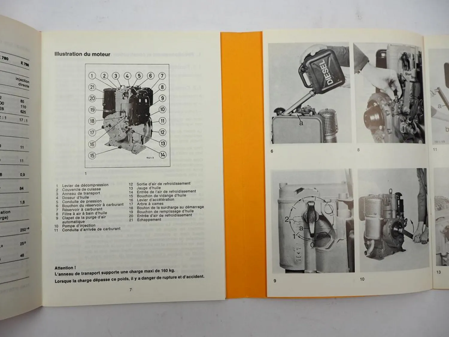 Original Hatz E 71 75 79 780 786 Moteur Notice dutilisation dentretien 1989