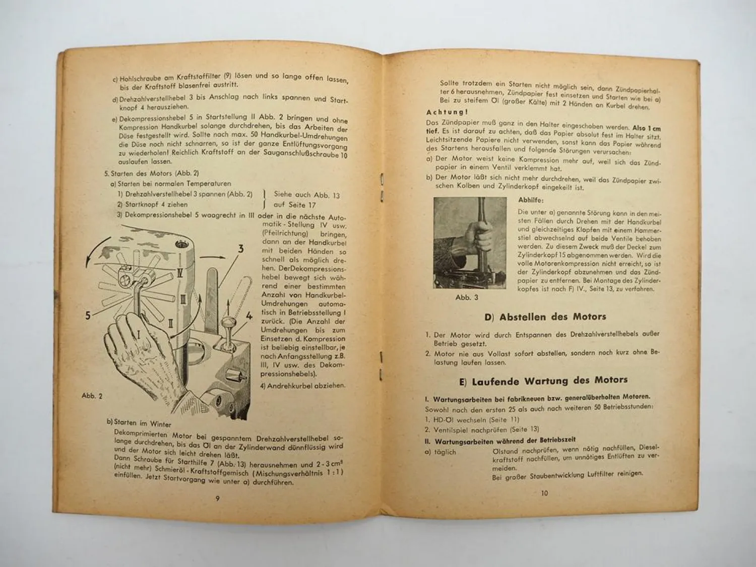 Original Hatz E 71 75 79 Dieselmotor Betriebsanleitung Bedienung Wartung 1962