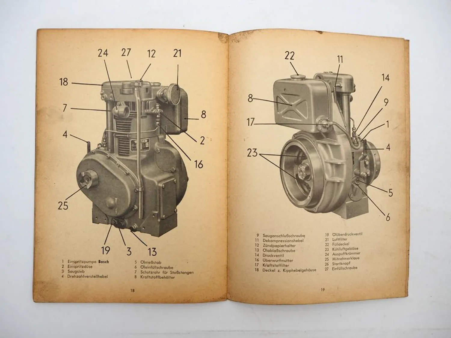Original Hatz E 80 85 89 G FG FL Dieselmotor Betriebsanleitung Wartung 1961