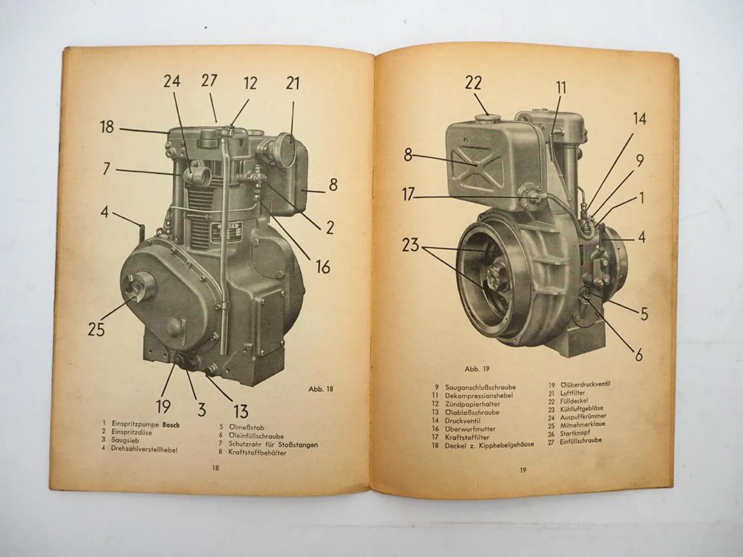 Original Hatz E 80 85 89 G FG FL Dieselmotor Betriebsanleitung Wartung 1962