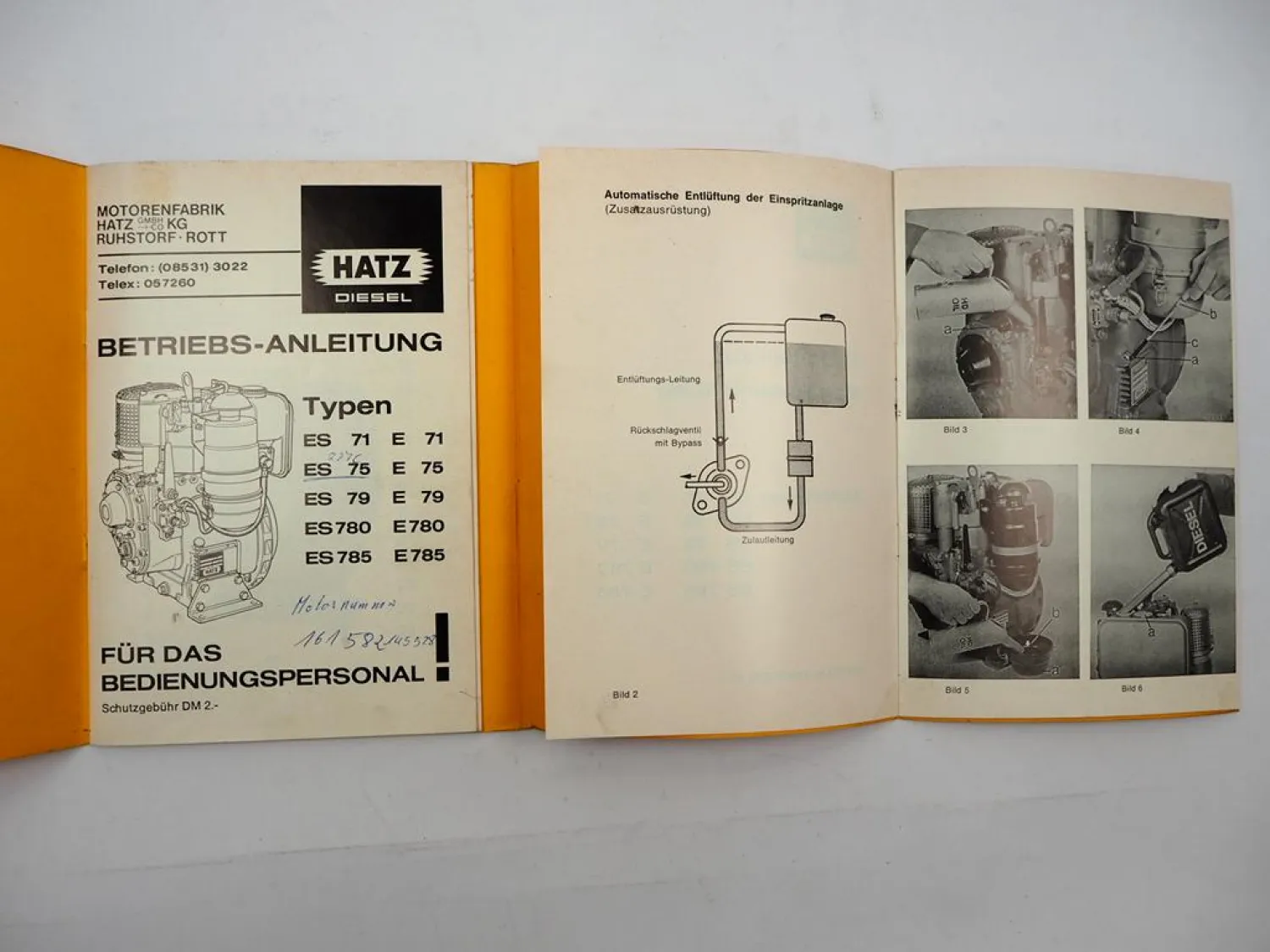 Original Hatz ES E 71 75 79 780 785 Dieselmotor Betriebsanleitung Wartung 1979
