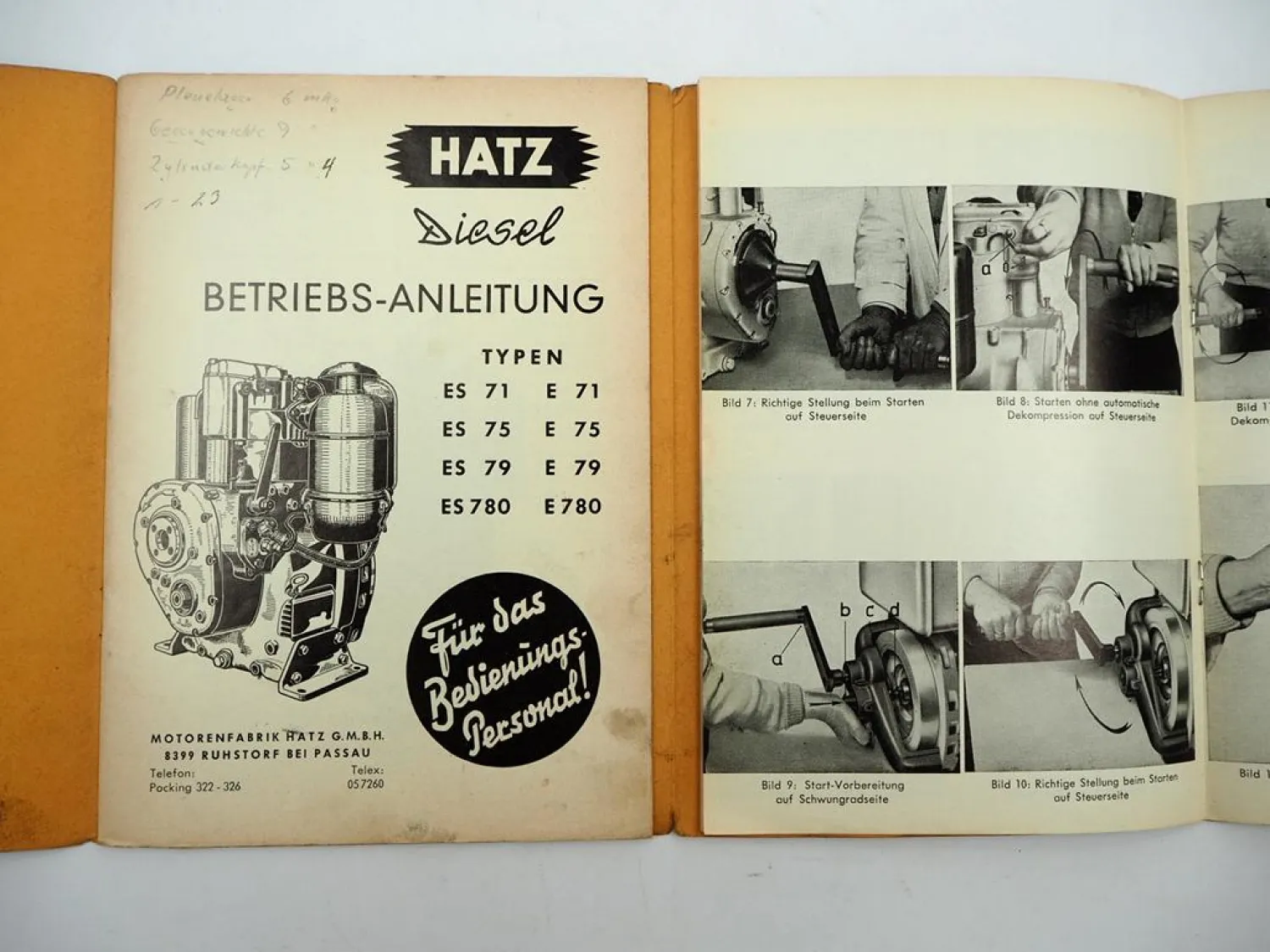 Original Hatz ES E 71 75 79 780 Dieselmotor Betriebsanleitung Wartung 1965