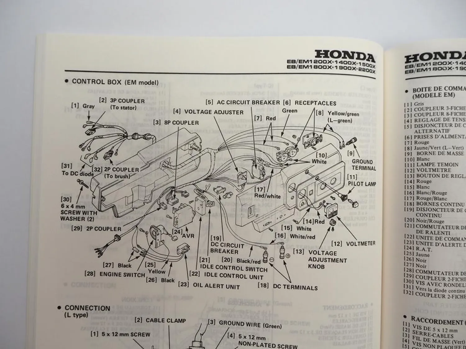 Original Honda EM EB 1200X - 2500X Generator Werkstatthandbuch 1983/92