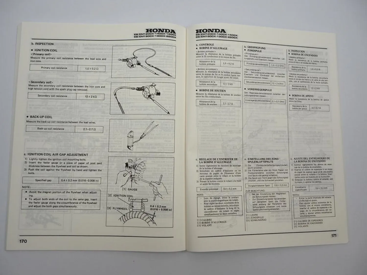 Original Honda EM EB 1200X - 2500X Generator Werkstatthandbuch 1983/92