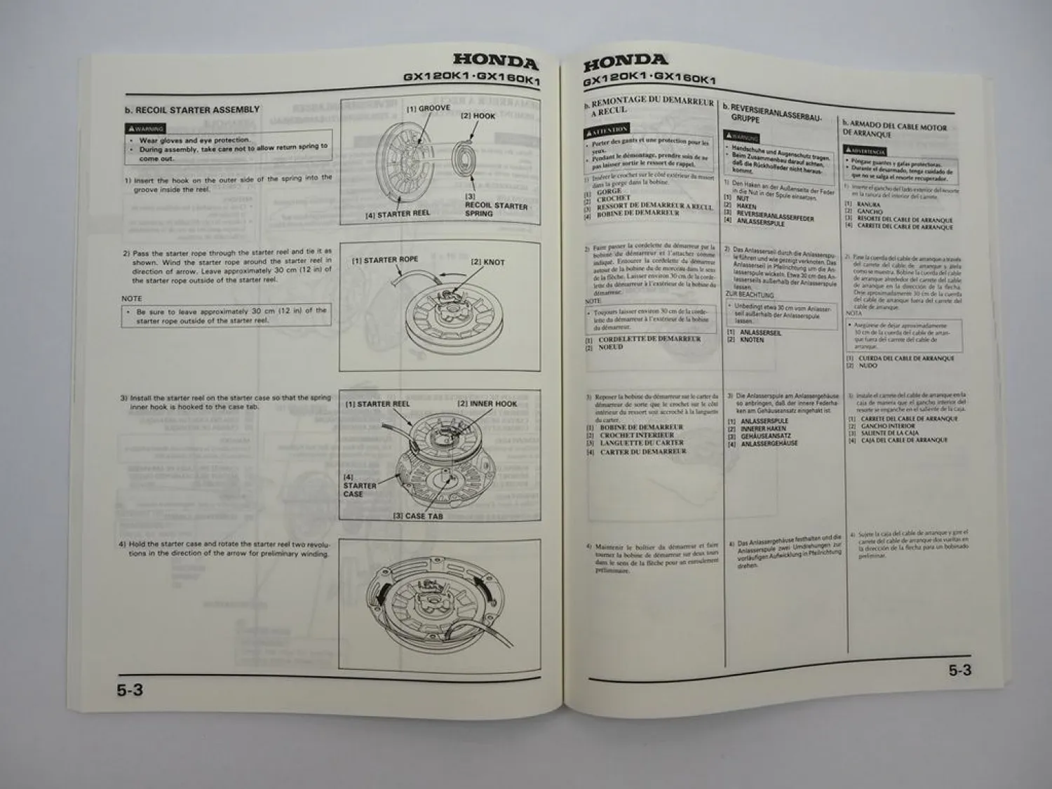Original Honda GX120K1 GX160K1 Motor Werkstatthandbuch Reparatur 1991