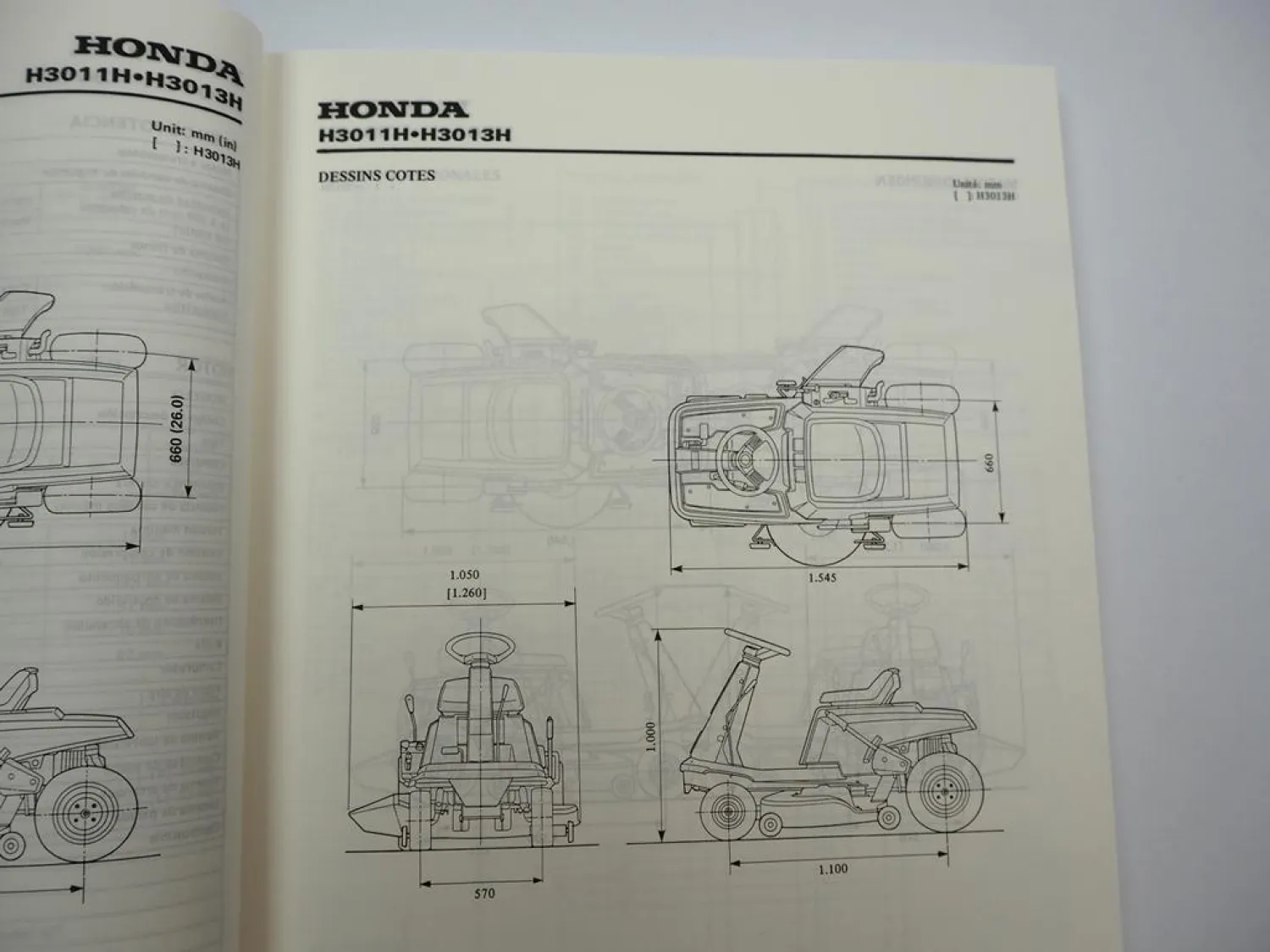 Original Honda H3011H H3013H Aufsitzmäher Rasentraktor Werkstatthandbuch 1989