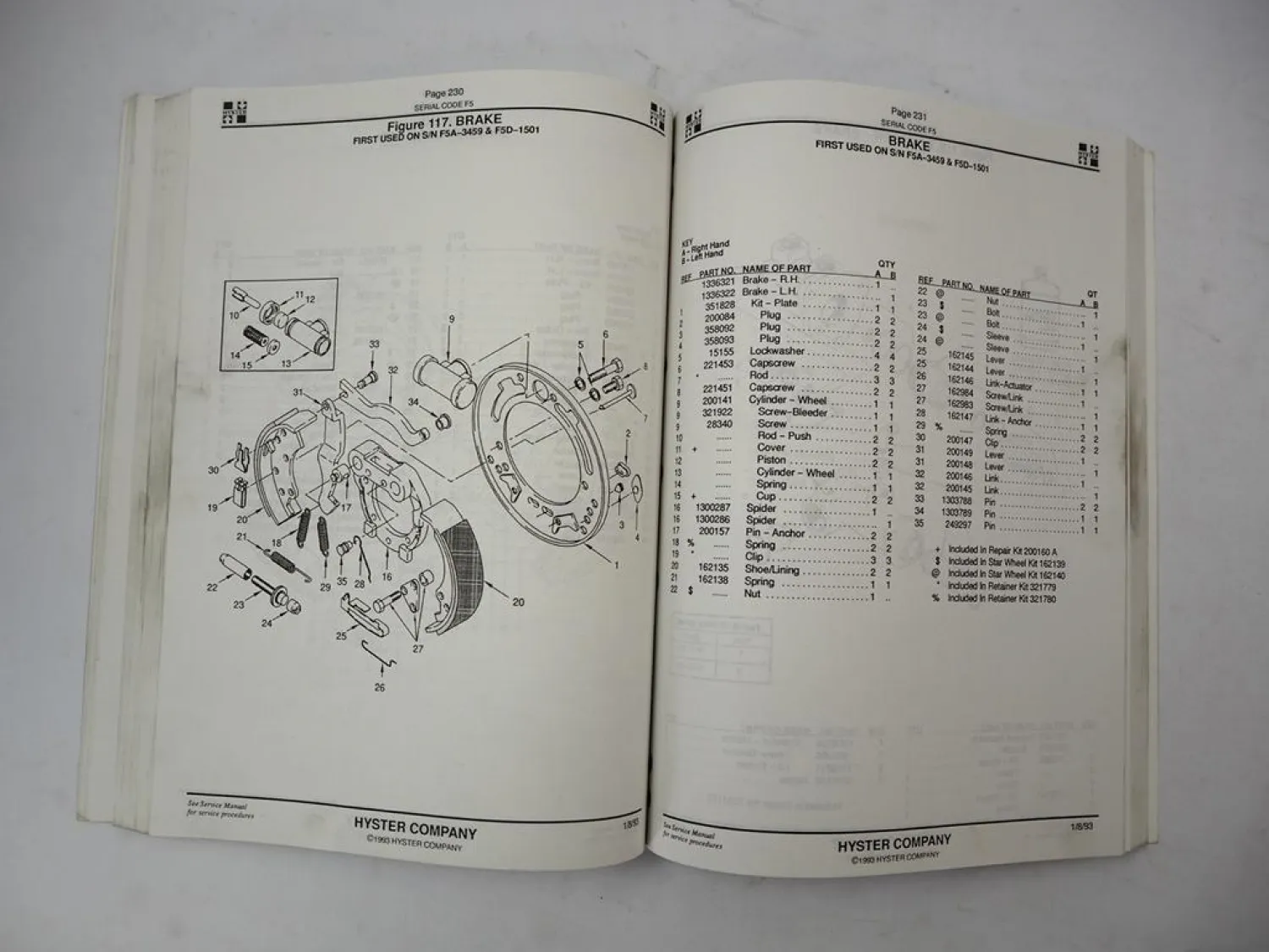 Original Hyster Challenger H3.50 - 5.00XL H4.00XLS- 6 Forklift Parts Manual 1993