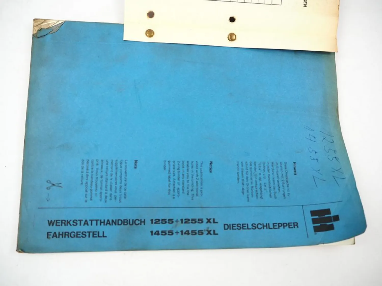 Original IHC 1255 1255XL 1455 1455XL Fahrgestell Werkstatthandbuch Reparatur 1981