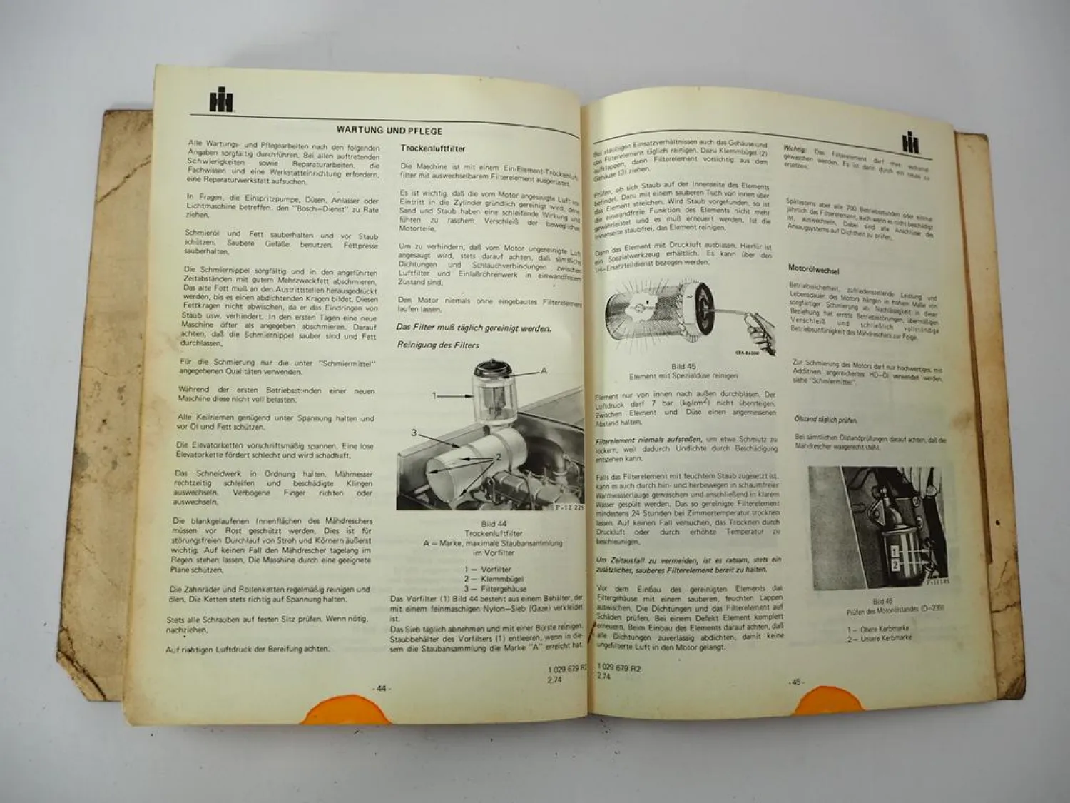 Original IHC 321 431 Mähdrescher Betriebsanleitung Bedienung Wartung 1974